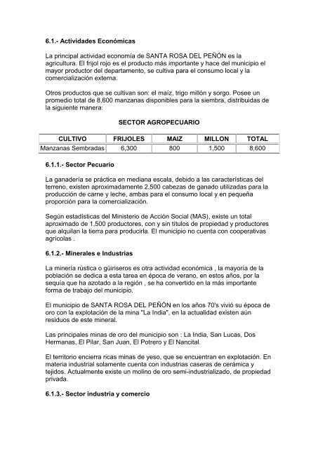 FICHA MUNICIPAL El municipio de SANTA ROSA DEL PEÃÃN, se ...