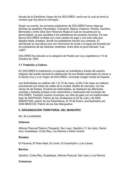 FICHA MUNICIPAL Nombre del municipio DOLORES Nombre del ...