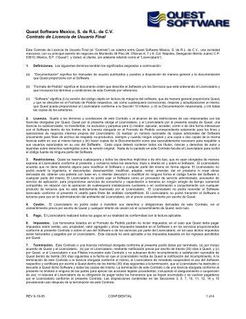 Quest Software Mexico, S. de R.L. de C.V. Contrato de Licencia de ...