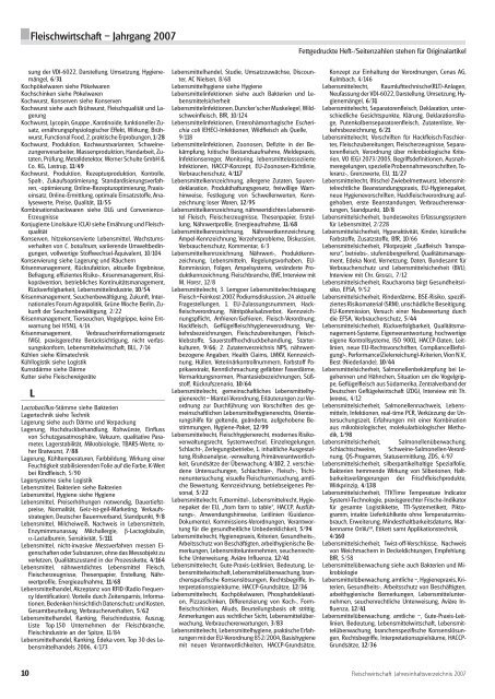 Inhaltsverzeichnis 2007 - Allgemeine Fleischer Zeitung