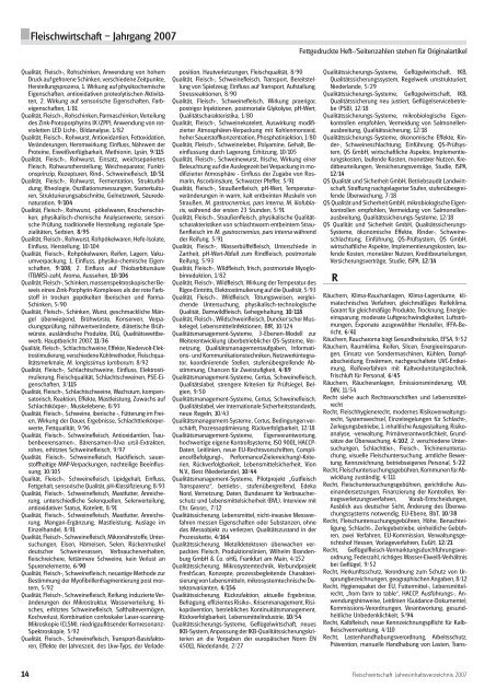 Inhaltsverzeichnis 2007 - Allgemeine Fleischer Zeitung