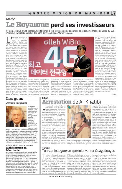 Fr-16-04-2013 - AlgÃ©rie news quotidien national d'information