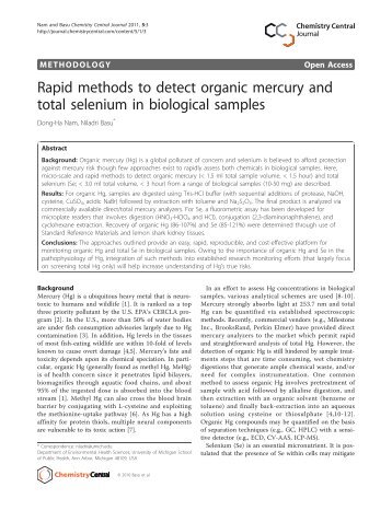 Rapid methods to detect organic mercury and total - Chemistry ...