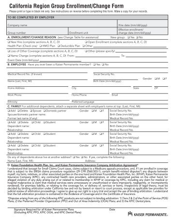 Kaiser Enrollment Form