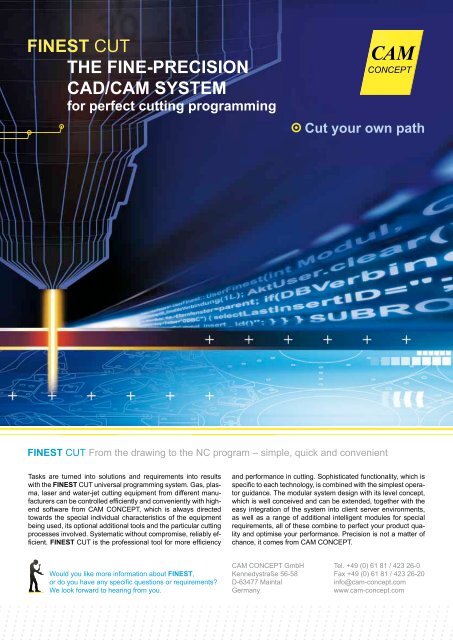 FINEST CUT Product Information - CAM CONCEPT