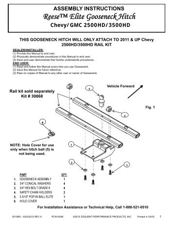 Reeseâ¢ Elite Gooseneck Hitch - 4 Wheel Online