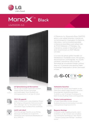 LG Mono X 255 S1K-G3 Black: Datenblatt - AS Solar GmbH