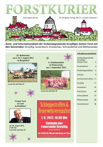 und Informationsblatt der Verbandsgemeinde DroyÃiger-Zeitzer ...