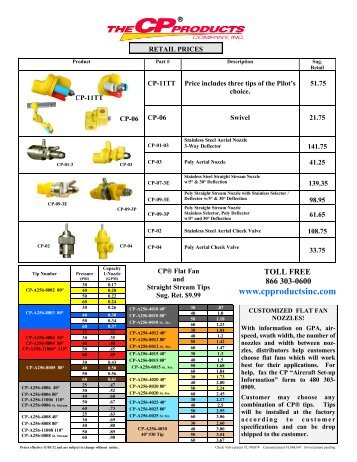 CP Nozzles, Pricing 2012 - Yorkton Aircraft Service