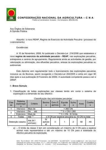 O novo REAP - Regime de ExercÃ­cio da Actividade PecuÃ¡ria - CNA