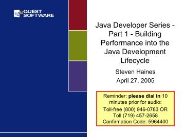Java Developer Series - Quest Software
