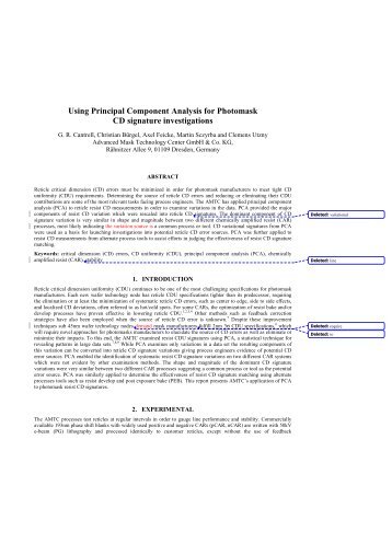 Using Principal Component Analysis for Photomask CD Signature ...