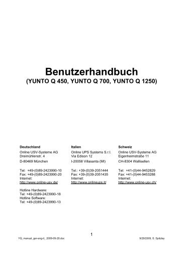 Benutzerhandbuch - ONLINE USV-Systeme