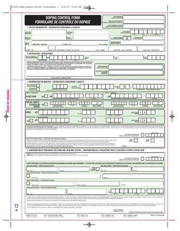 Formulaire de contrÃ´le du dopage - v.5 - World Anti-Doping Agency