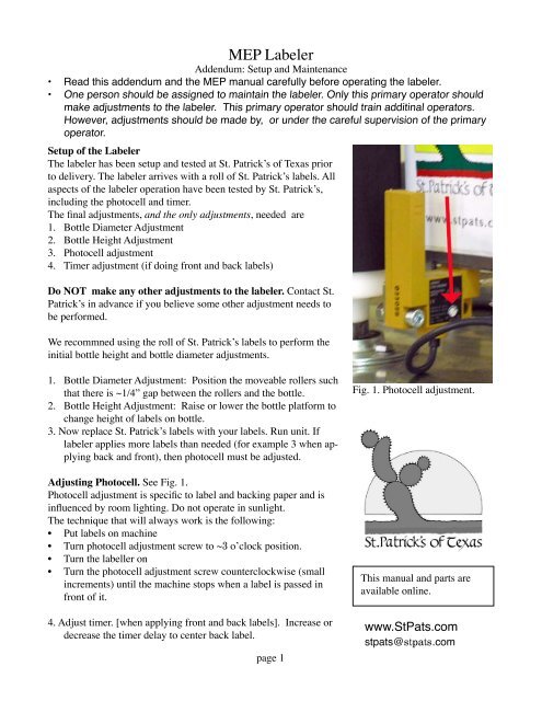 MEP Labeler - St. Patrick's of Texas