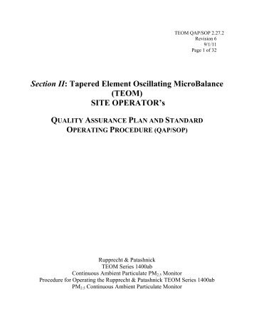 Tapered Element Oscillating Microbalance (TEOM - Division of Air ...