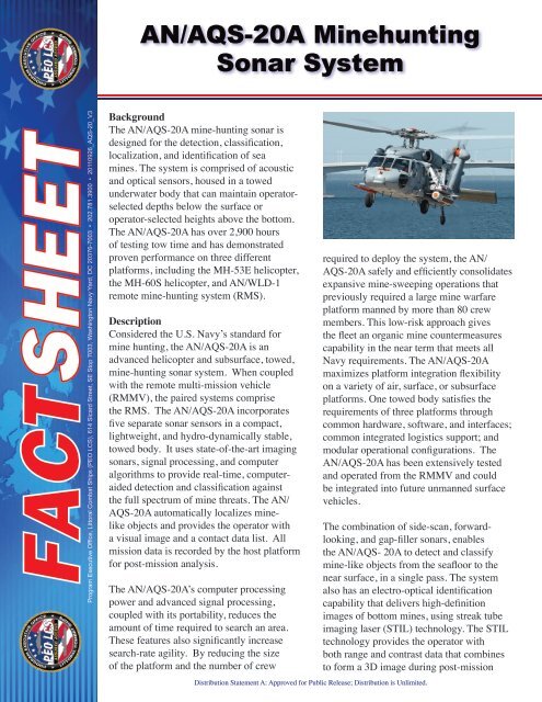 AN/AQS-20A Minehunting Sonar System - The US Navy
