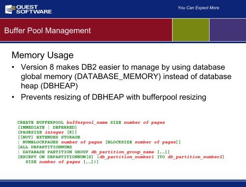 Understanding Buffer Pool Performance and ... - Quest Software