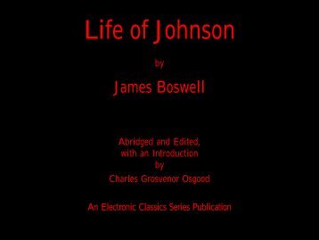 Life of Johnson by James Boswell - Penn State University