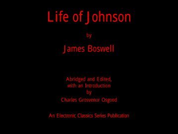 Life of Johnson by James Boswell - Penn State University