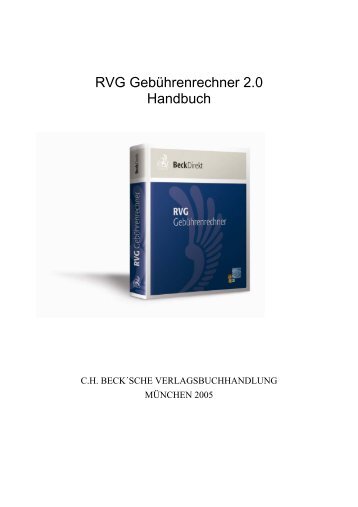 RVG Gebührenrechner 2.0 Handbuch