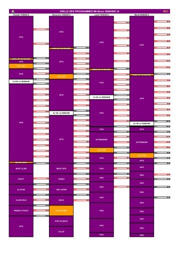 GRILLE DES PROGRAMMES M6 Music SEMAINE 34 - M6 Publicité