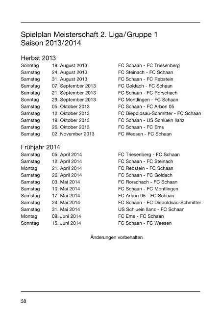 Zum Matchprogramm 2013/14 - FC Schaan