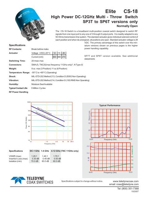 Elite CS-18 - Teledyne Coax Switches