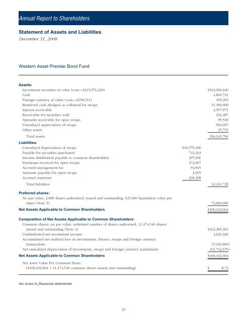 Investment Commentary and Annual Report to ... - Western Asset