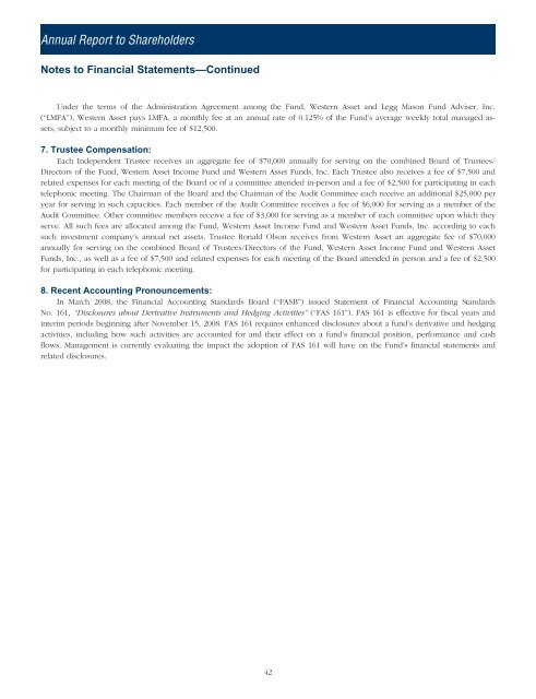 Investment Commentary and Annual Report to ... - Western Asset