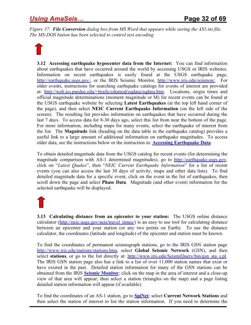 Using the AmaSeis seismogram viewer and downloading - QuarkNet