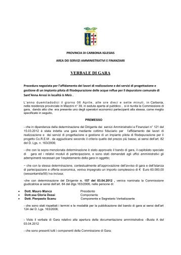 Verbale - offerta economica.pdf - Provincia di Carbonia Iglesias