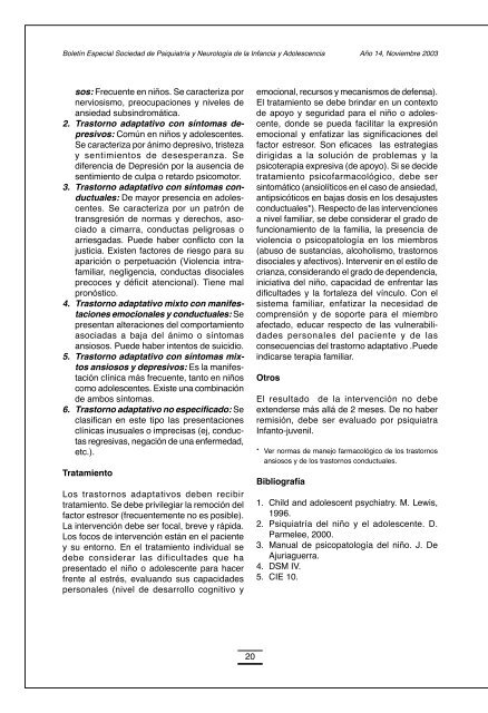 boletin especial sociedad de psiquiatria y neurologia de la infancia ...