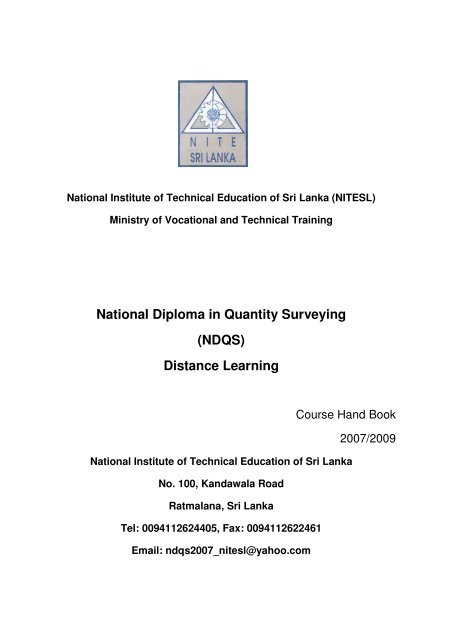 National Diploma in Quantity Surveying (NDQS ... - Slqs-uae.org