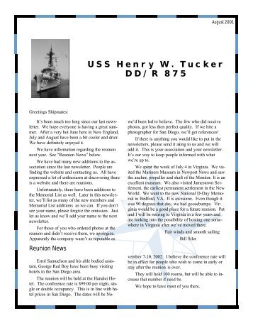 August 2001 - USS Henry W .Tucker (DD-875)