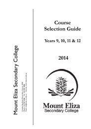 9-12 Course Selection Guide - Mount Eliza Secondary College