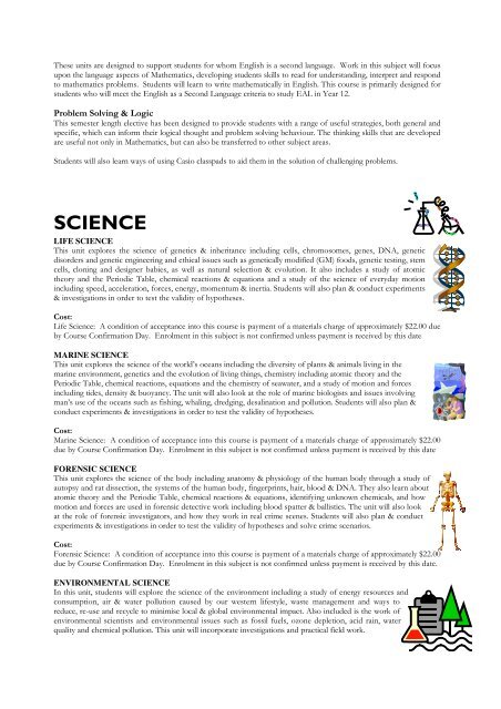 9-12 Course Selection Guide - Mount Eliza Secondary College