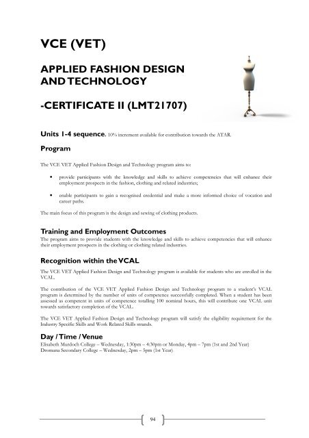 9-12 Course Selection Guide - Mount Eliza Secondary College