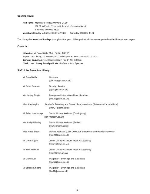 Contents - Faculty of Law - University of Cambridge