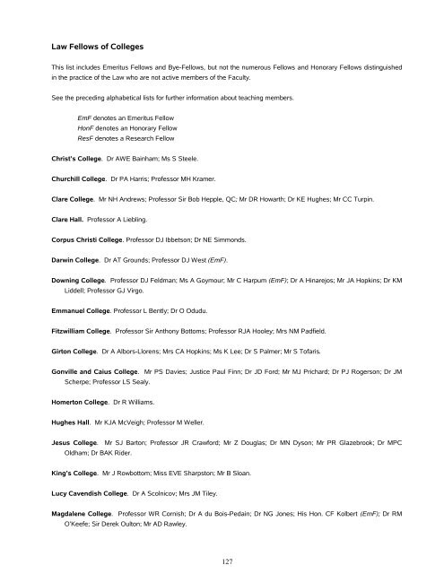 Contents - Faculty of Law - University of Cambridge