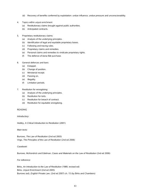 Contents - Faculty of Law - University of Cambridge