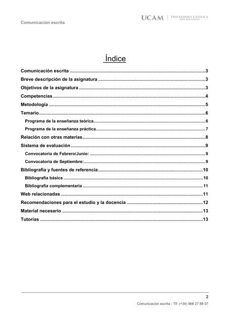 Comunicación Escrita - UCAM Universidad Católica San Antonio de ...