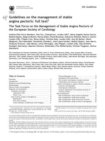 Guidelines on the Management of Stable Angina Pectoris ... - Cardio