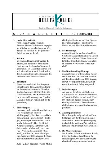 sl - news - letter - i 2003/2004 - Hans-Böckler-Berufskolleg
