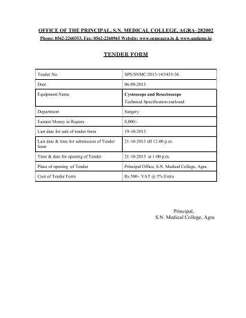 Cystoscope and Resectoscope - SN Medical College, Agra