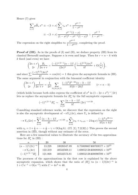 A MODIFIED BERNOULLI NUMBER D. Zagier The classical ... - Up To