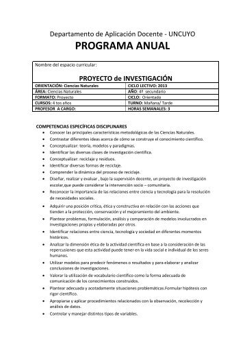 Programa Proyecto Orientado 4to Cs Naturales 2013 - DAD ...