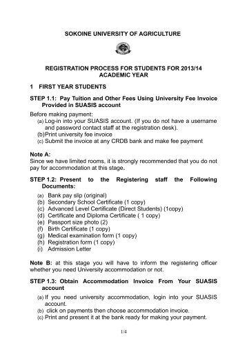Registration Process - Sokoine University of Agriculture
