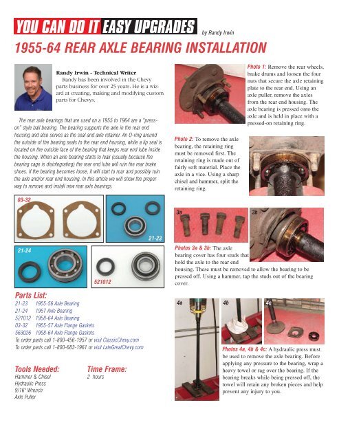 1955-64 Rear Axle Bearing Installation - Eckler's Classic Chevy