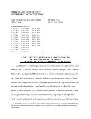 Lead Plaintiffs Memorandum of Law in Response to the Motion of ...